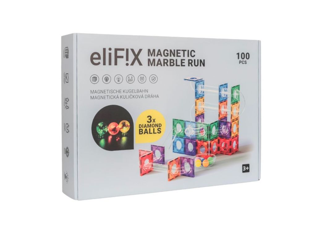 EliFix Magnetbausteine – Kugelbahn-Set, bunt, 100-tlg.