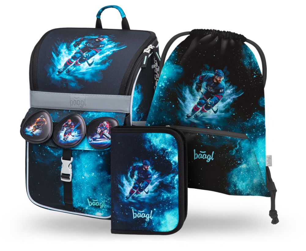 Baagl Schulranzen-Set Zippy Hockey | Set 3 Teilig, Schulranzen , Turnbeutel & Mäppchen