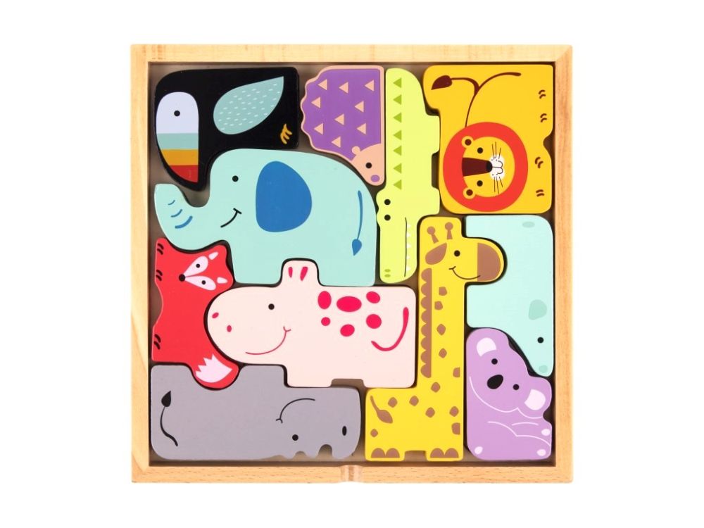 Holzpuzzle mit Tieren | das Montessori Steckspiel