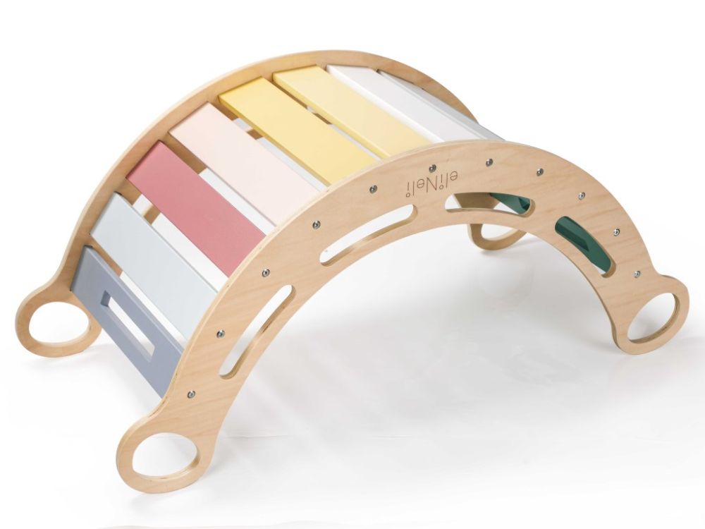 Kletterwippe MAX 100 cm - Pastell | die 5in1 Montessori Wippe für kleine Entdecker