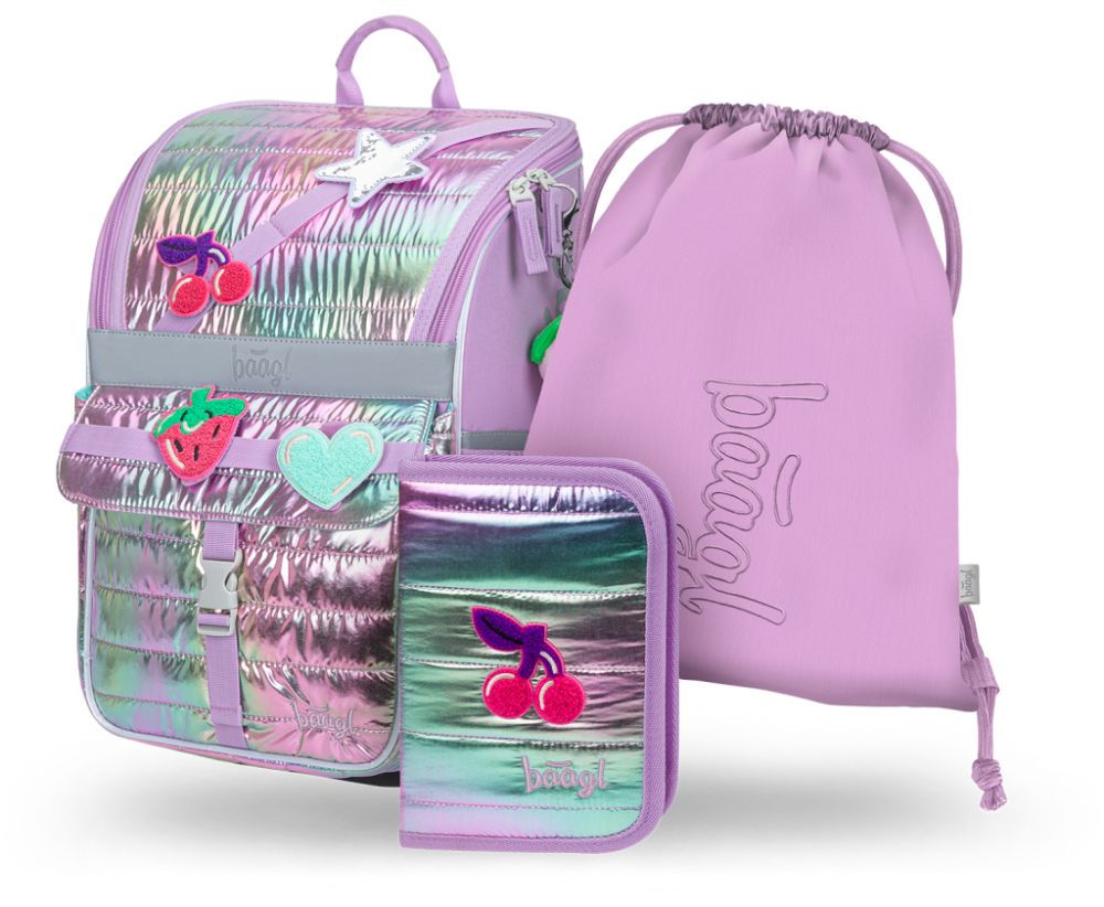 Baagl Schulranzen-Set Zippy Lavender | Set 3 Teilig, Schulranzen, Turnbeutel & Mäppchen