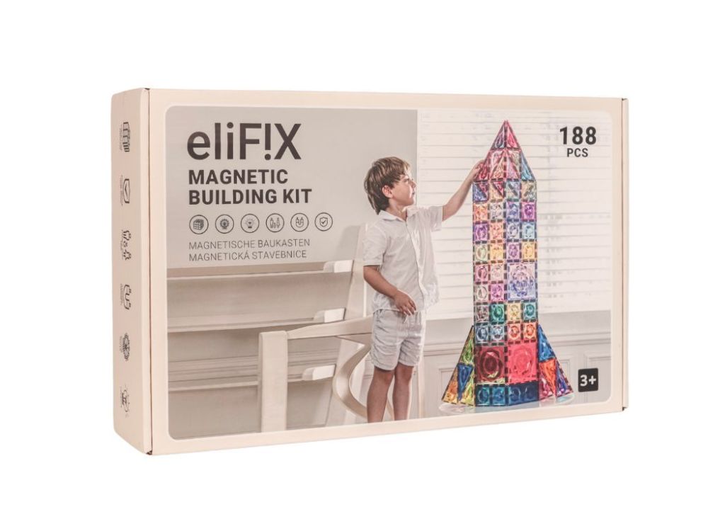 EliFix Magnetisches Spielset – Bausteine, bunt, 188-tlg.
