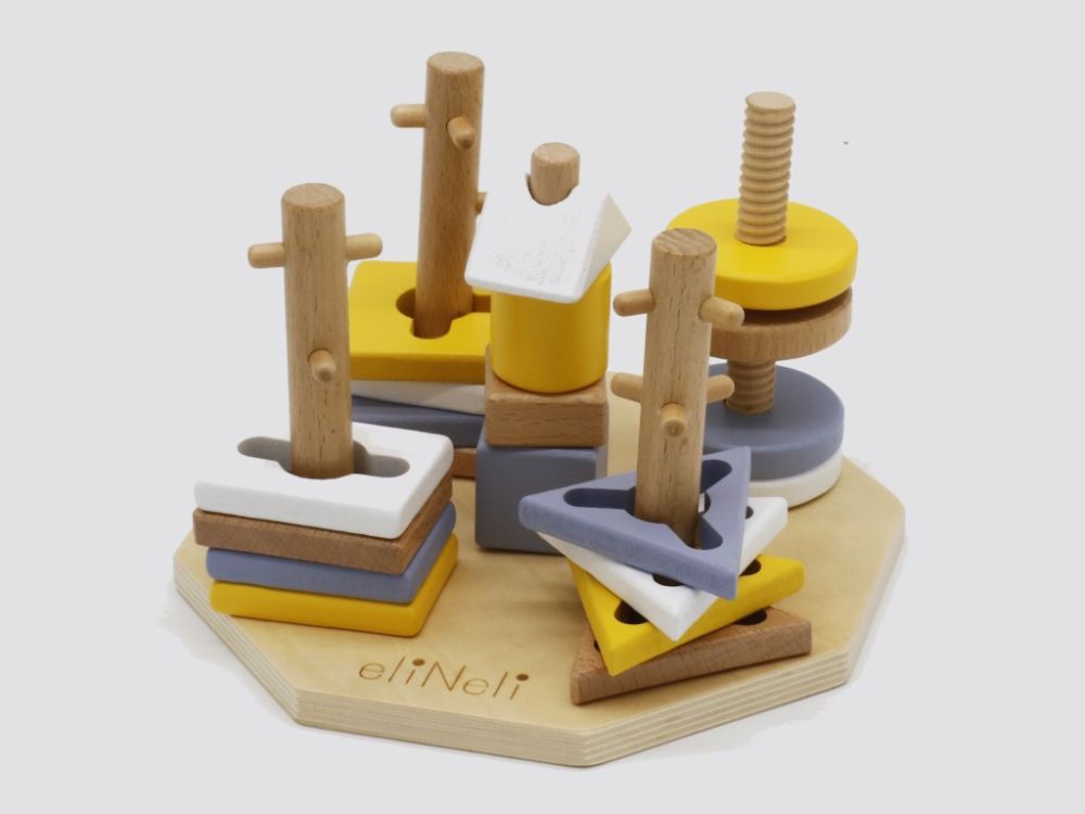 Steckspiel aus Holz - Formen | der Montessori Formsortierer für Kinder