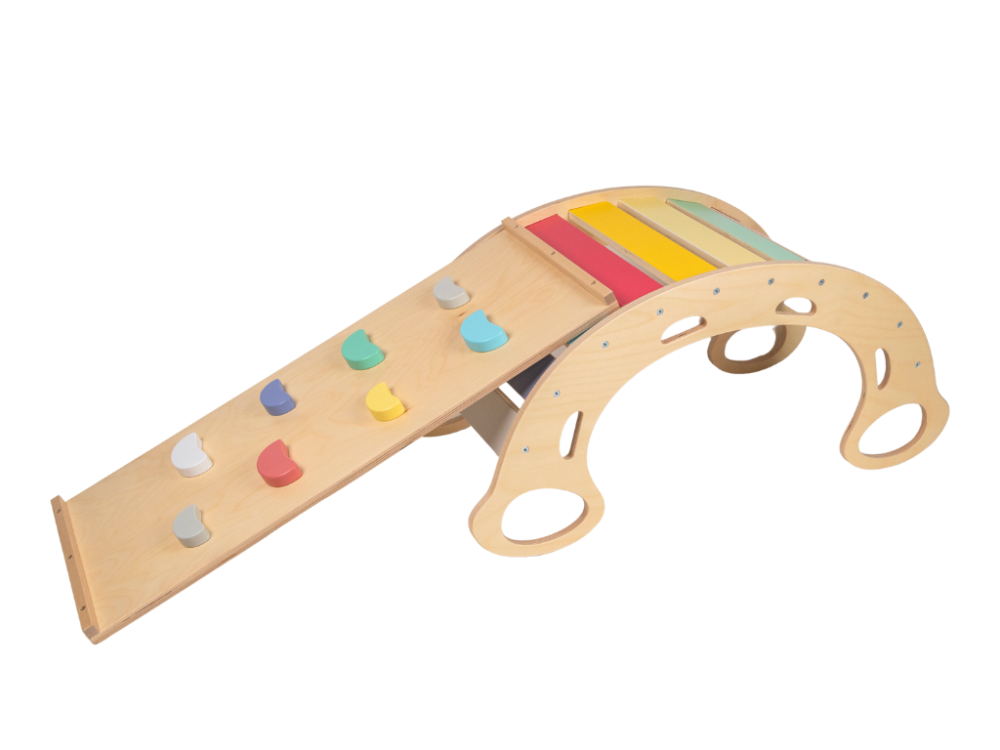 Montessori Kletterwippe 5in1 Set mit 2in1 Brett - Fresh | die multifunktionale Holzschaukel (beschädigte Verpackung)