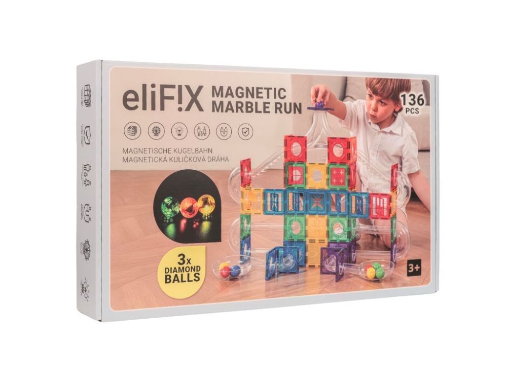 Magnetbausteine EliFix Fresh – Kugelbahn 136 Teile mit leuchtenden Kugeln (beschädigte Verpackung)