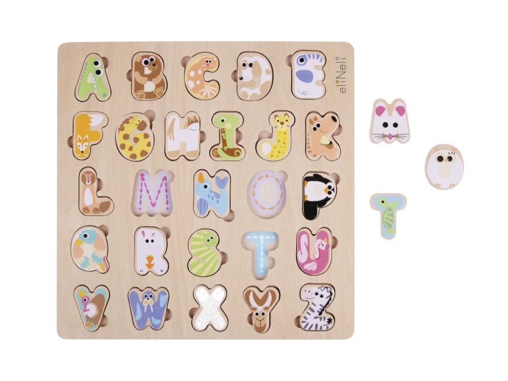 Holzpuzzle ABC mit Tieren | das 3in1 Alphabet Steckspiel