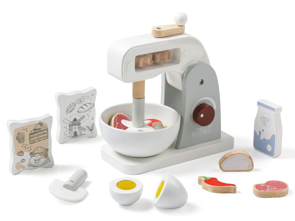 Kinder-Standmixer aus Holz mit Zubehör | Das Spielzeug-Mixer-Set für kleine Küchenchefs