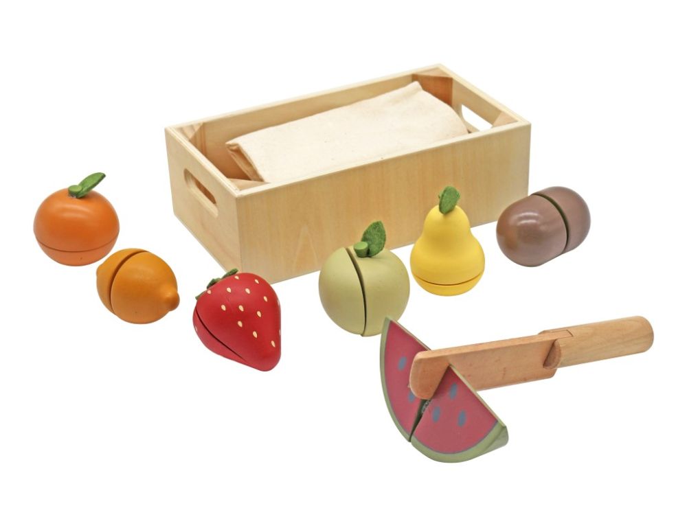 Obst-Set zum Schneiden in der Kiste | das Küchenspielzeug aus Holz